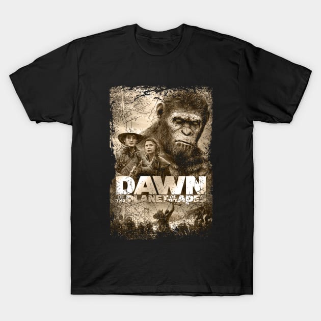 Ape Uprising  Dawn Of The Planet Of The Apes T-Shirt by WildenRoseDesign1